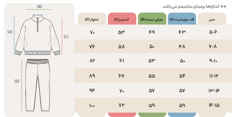 سوييشرت نيم زيپ و شلوار بگ داخل كركى کد SP-1002